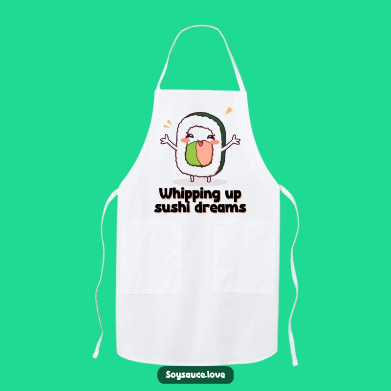 Funny Kawaii Sushi Roll Dance Apron - Winking Sushi Kitchen Wear, Gift