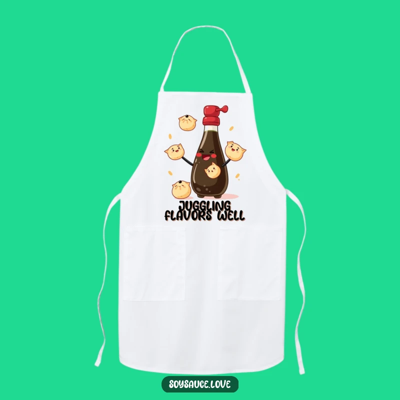 Funny Kitchen Apron - Juggling Soy Sauce Bottle Chef's Accessory Gift