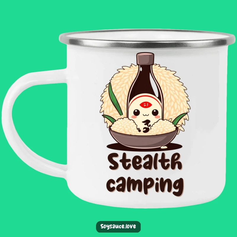 Funny Kawaii Soy Sauce Camping Mug - Durable & Cute Outdoor Drinkware