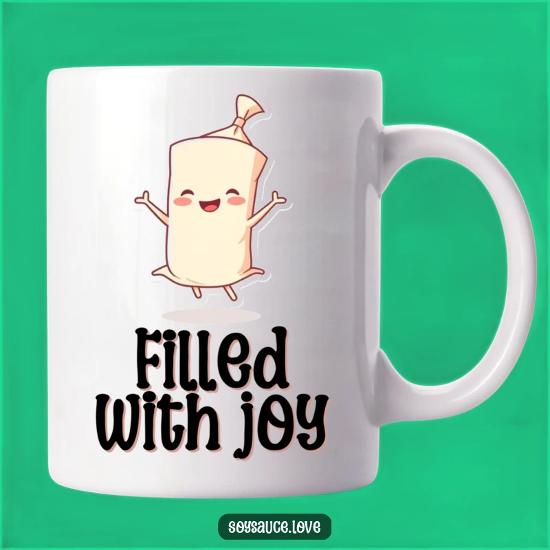 Funny Wonton Twirl Mug - Joyful Wrapper Character, Happy Dance, Perfect Funny Gift