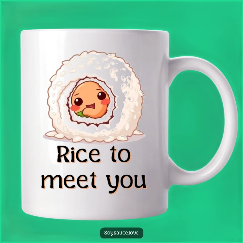 Funny Sushi Roll Mug - Mischievous Peek, Clever Rice Design, Perfect Funny Gift