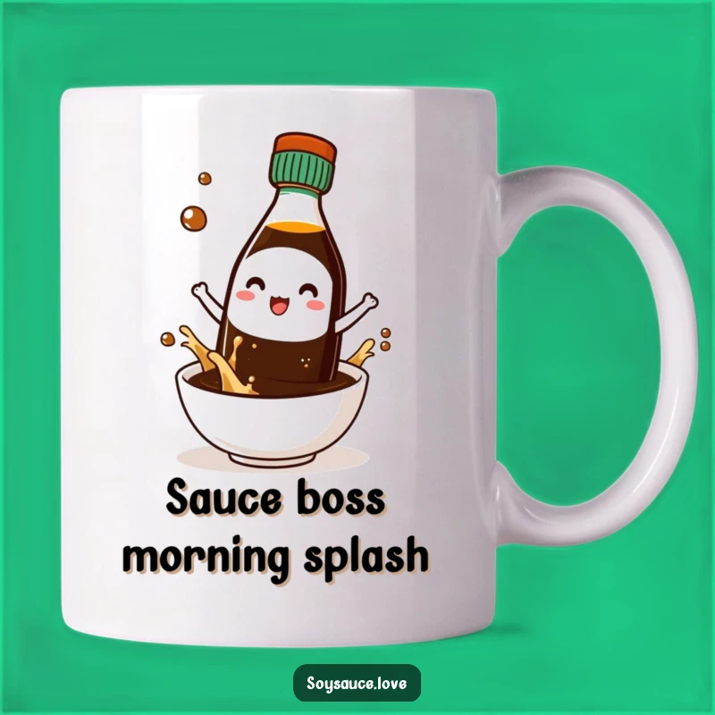 Funny Kawaii Soy Sauce Splash Mug: Joyful Character Perfect Gift for Foodies!