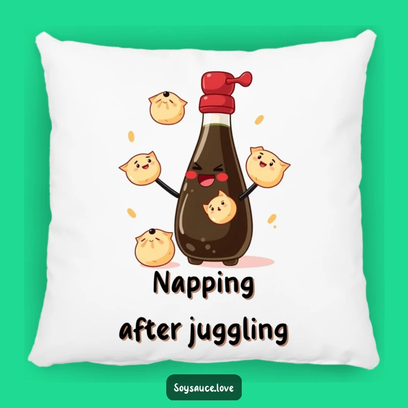 Funny Soft Pillow - Juggling Soy Sauce Bottle Accent Cushion Gift