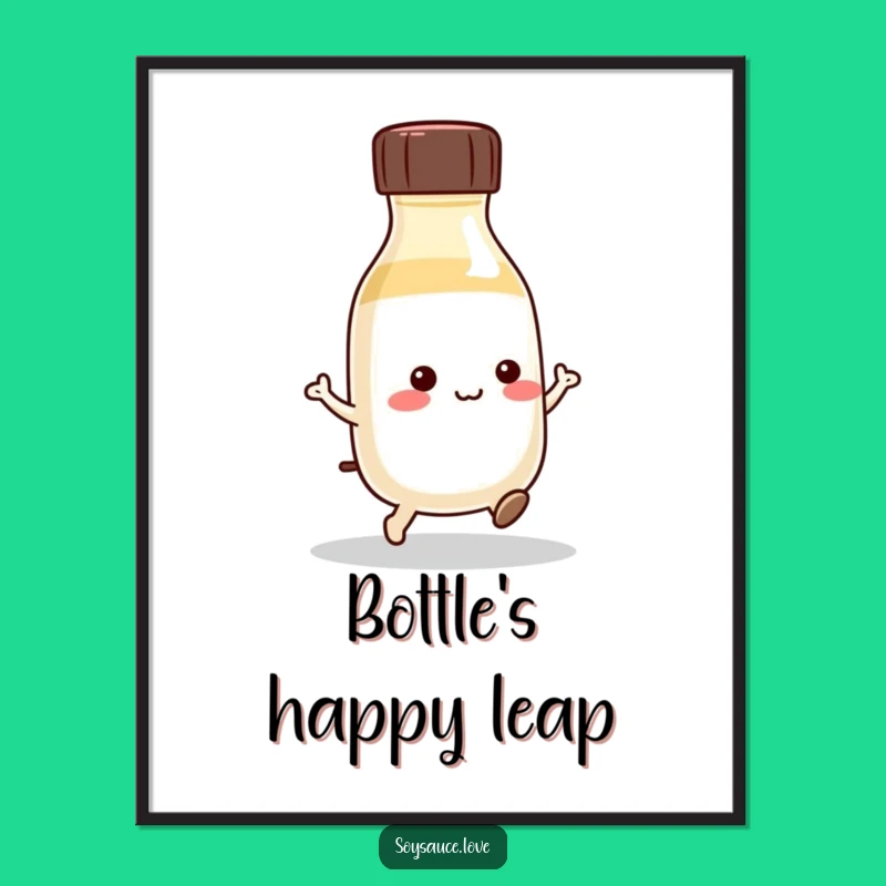 Funny Kawaii Soy Sauce Hop Digital Art: Instant Playful Decor!