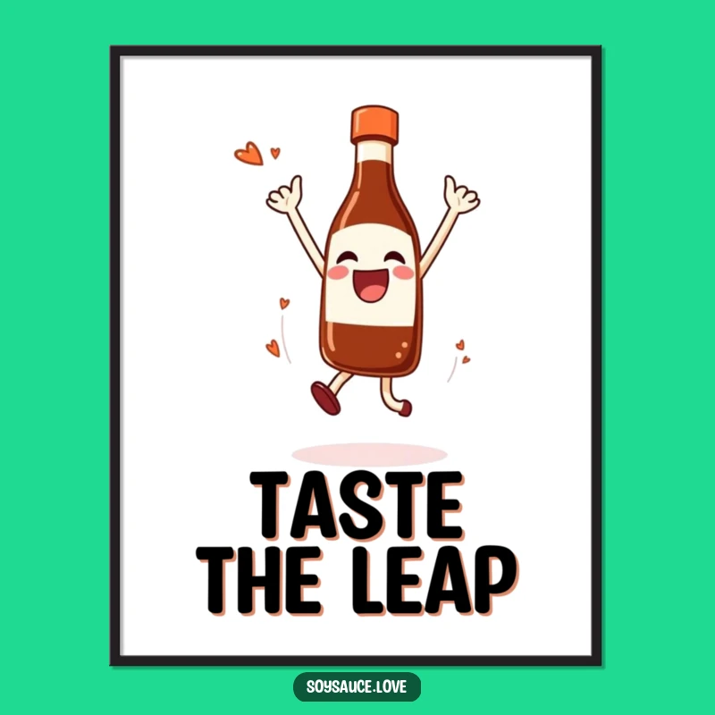Funny Soy Sauce Jump Digital Art: Joyful Condiment Print for Instant Cheer