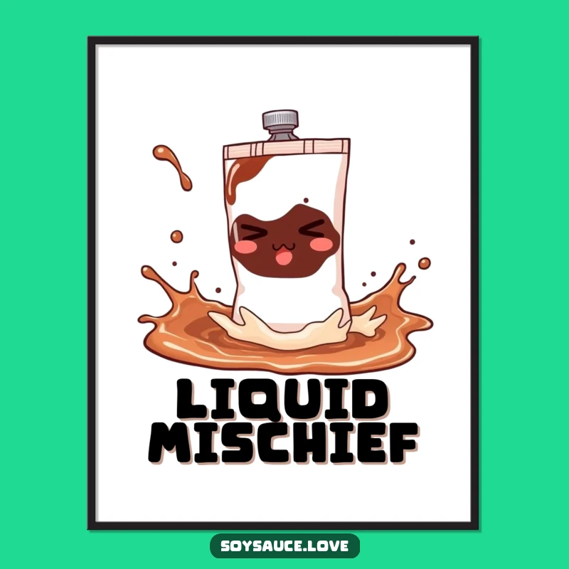 Funny Soy Sauce Sachet Digital Art - Playful Splash Instant Gift