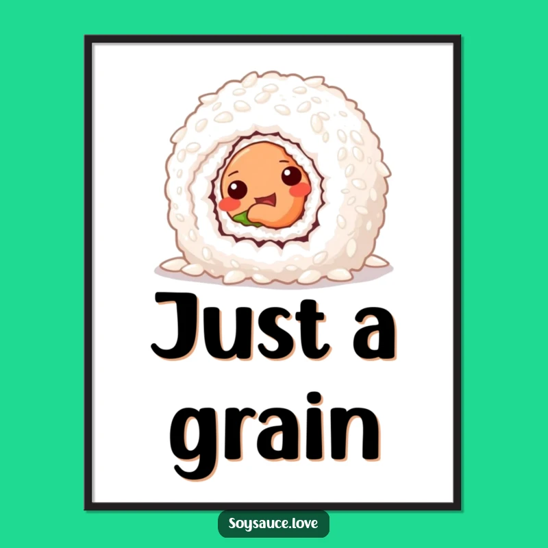 Funny Sushi Roll Digital Art - Mischievous Peek Print, Instant Funny Gift