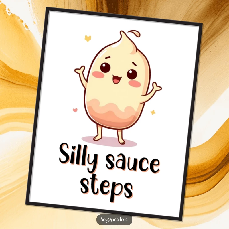 Funny Kawaii soy sauce character captured in a silly jig, perfect for digital decoration.