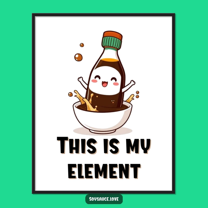 Funny Kawaii Soy Sauce Splash Digital Art: Instant Joy for Your Walls!