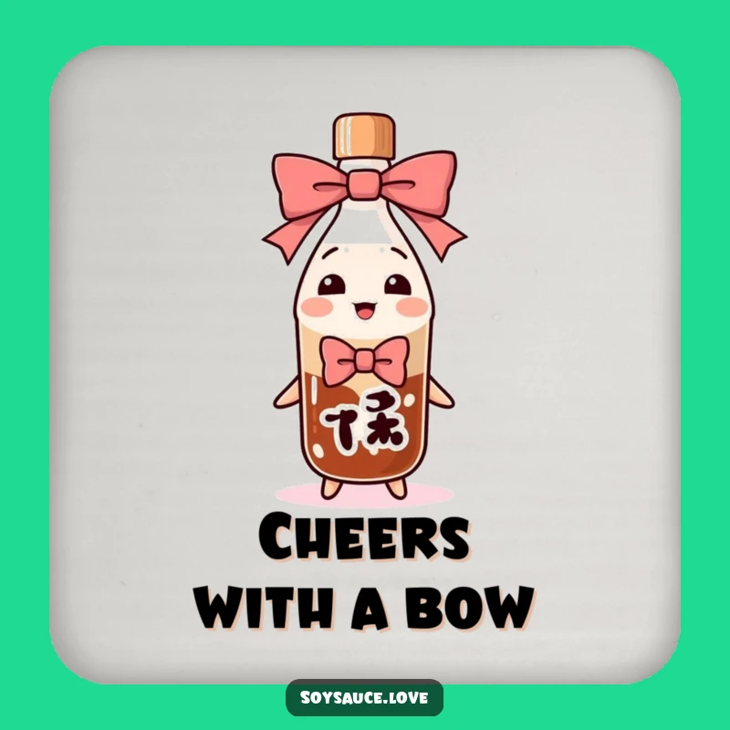 Funny Bowing Soy Sauce Bottle Coaster: Protect Surfaces Politely!