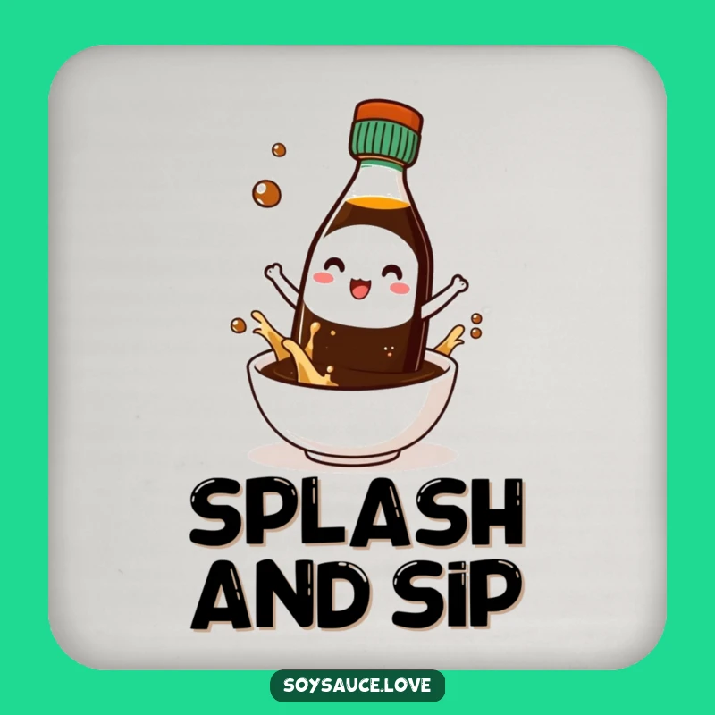 Funny Kawaii Soy Sauce Splash Coaster: Protect Surfaces with Fun!