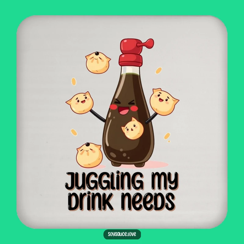 Funny Coaster Set - Juggling Soy Sauce Bottle Drink Protector Gift