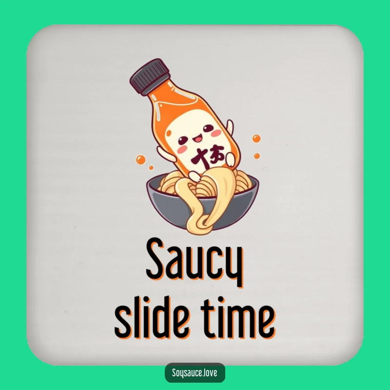 Funny Soy Sauce Noodle Slide Coaster: Protect Surfaces with Humor!