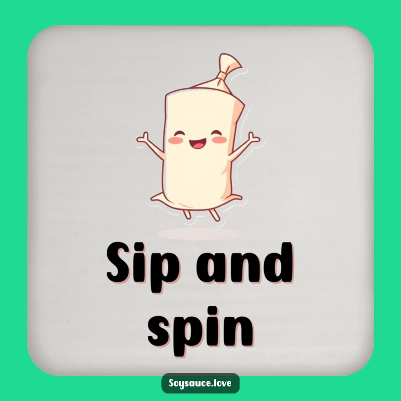 Funny Wonton Twirl Coaster - Joyful Wrapper Design, Protects Surfaces, Excellent Funny Gift