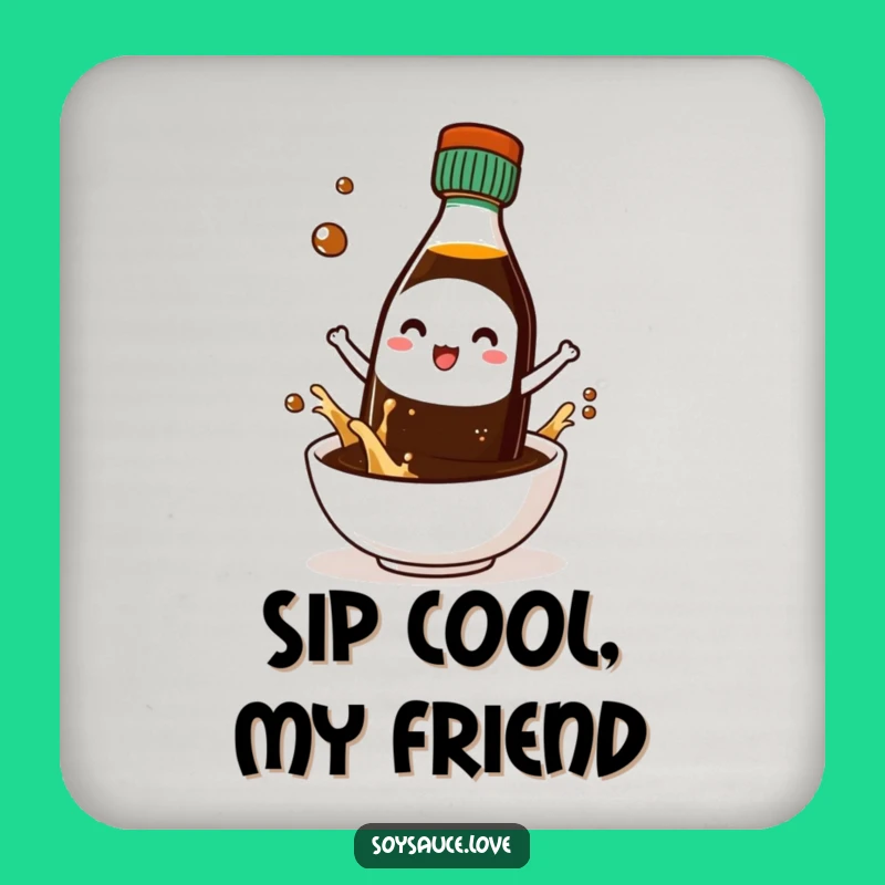 Funny Cool Kawaii Soy Sauce Sunglasses Coaster: Protect Surfaces with Style!