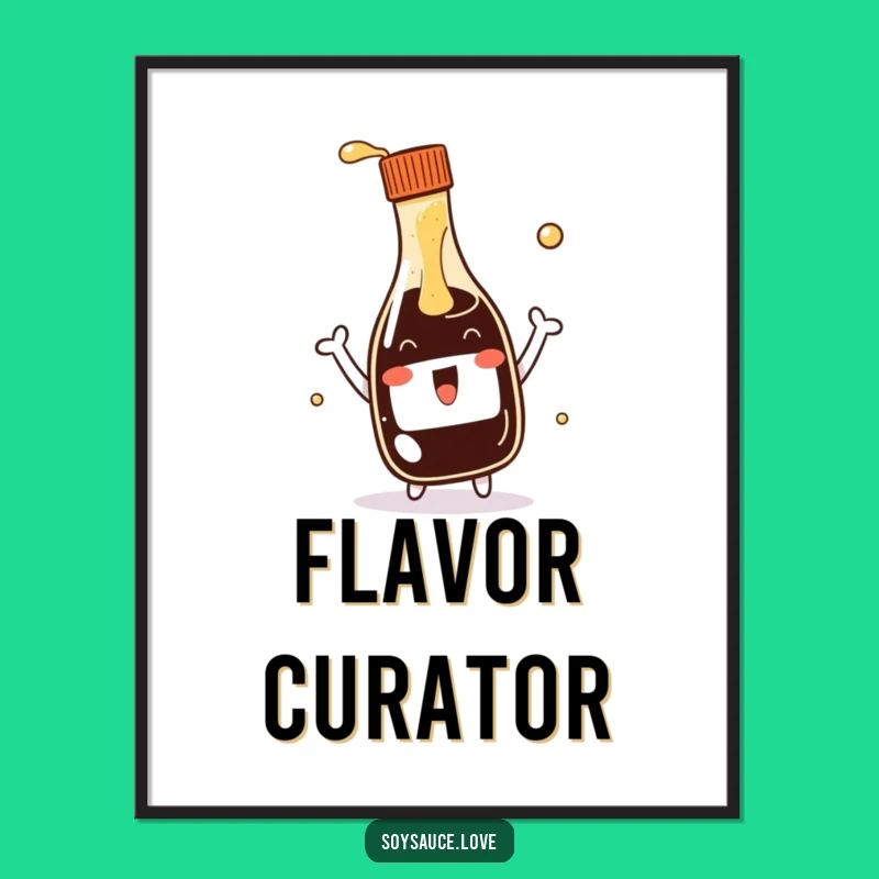 Funny Kawaii Soy Sauce Bottle Poster: Brighten Your Walls with an Enthusiastic Splash of Art!