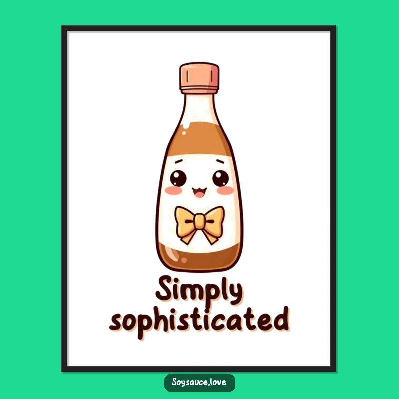 Funny Kawaii Soy Sauce Art Print - Bow Tie Greeting Gift