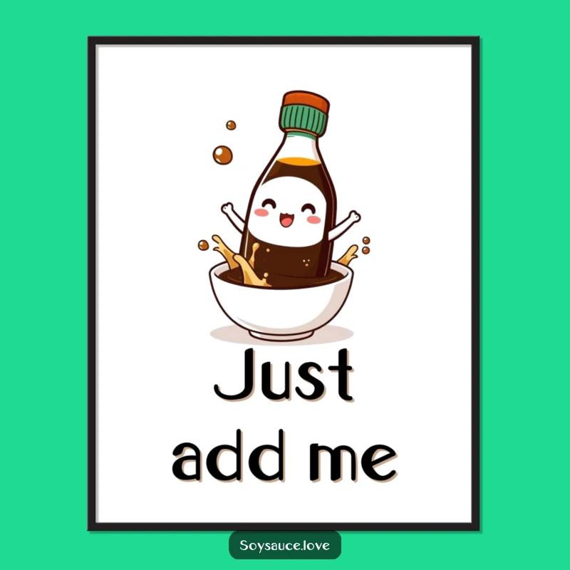 Funny Kawaii Soy Sauce Splash Poster: Vibrant Art to Brighten Any Room!