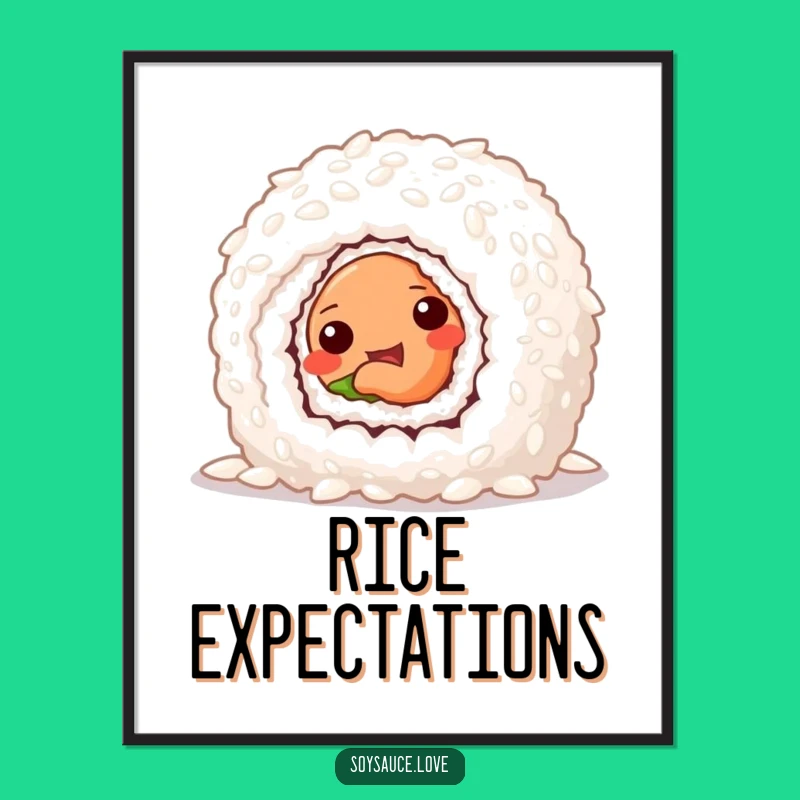 Funny Sushi Roll Poster - Playful Peek, Rice Art, Wonderful Funny Gift