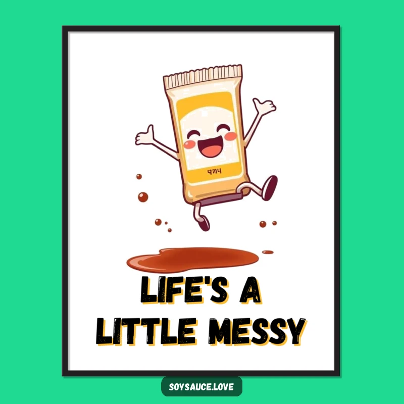 Funny Soy Sauce Packet Cartwheel Poster - Energetic Splatter Wall Art, Gift