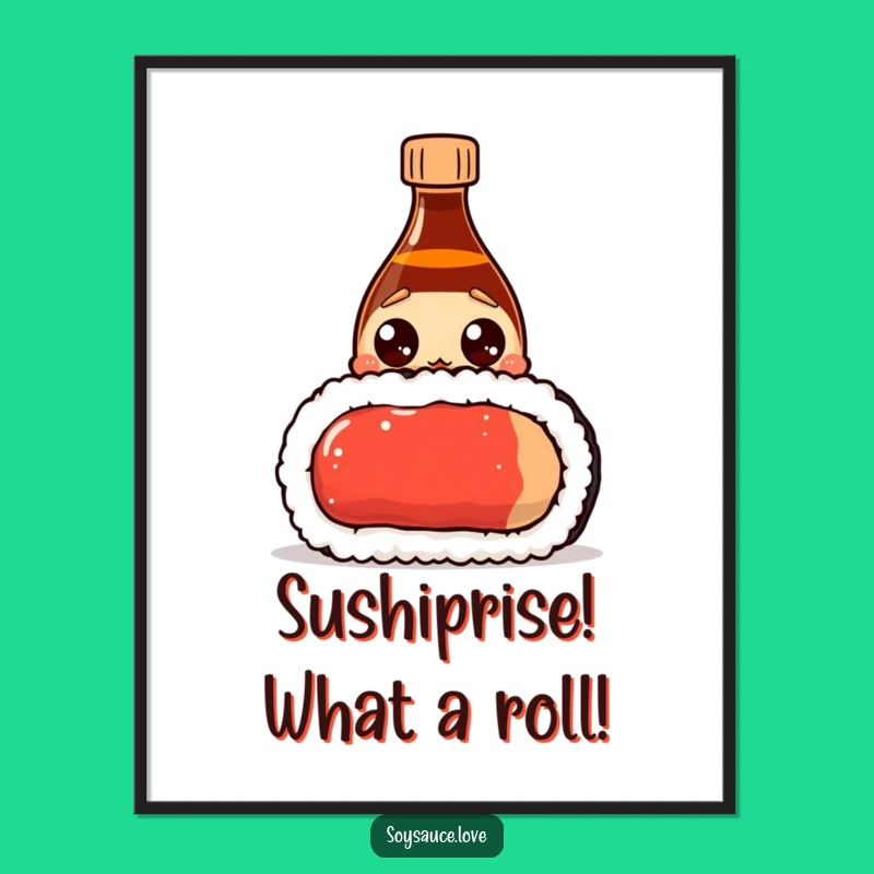 Free Printable Wall Art: Surprised Soy Sauce Sushi Downloadable Art!