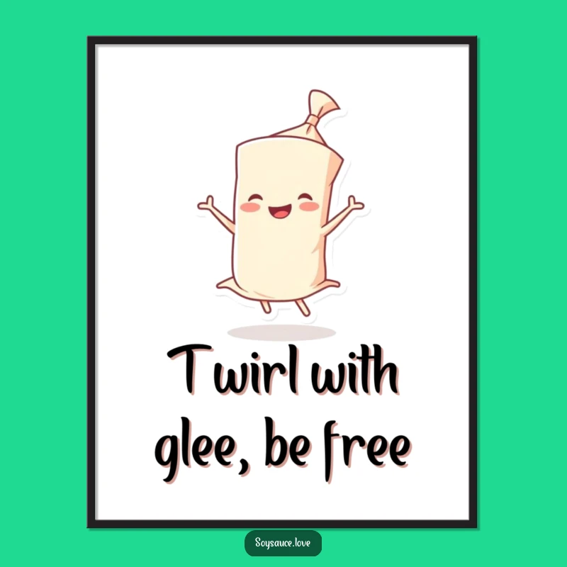 Funny Free Printable Wall Art: Joyful Wonton Twirl, Quirky Downloadable Decor