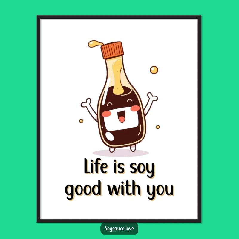 Funny Free Printable Wall Art: Kawaii Soy Sauce Splash - Downloadable Decor!