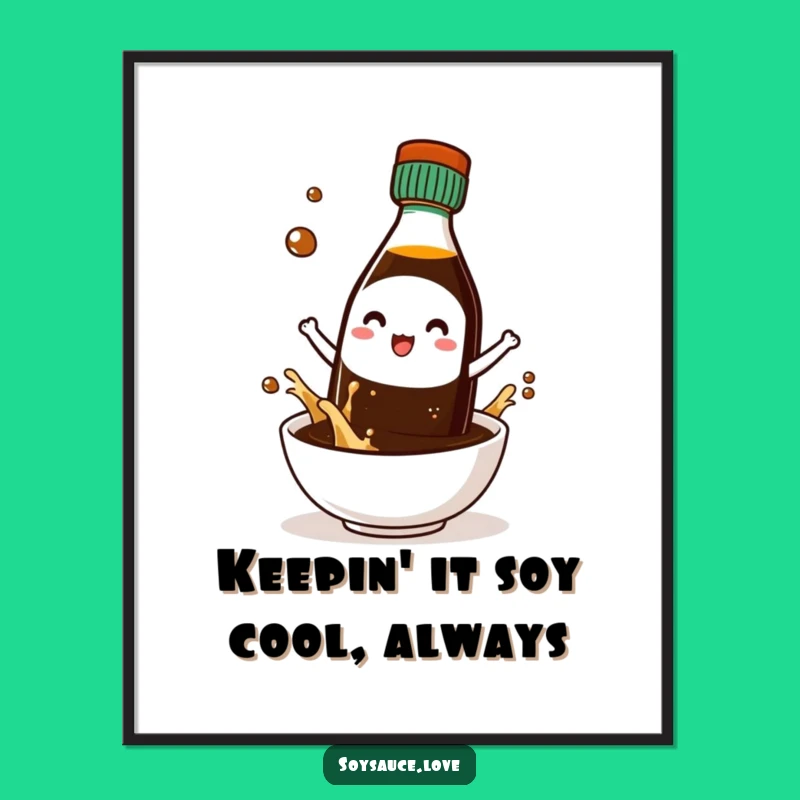 Free Printable Wall Art: Cool Kawaii Soy Sauce Funny Downloadable Decor