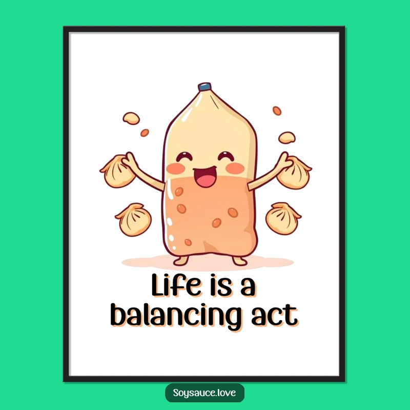 Funny Free Printable Wall Art: Juggling Dumpling Sachet - Downloadable Decor