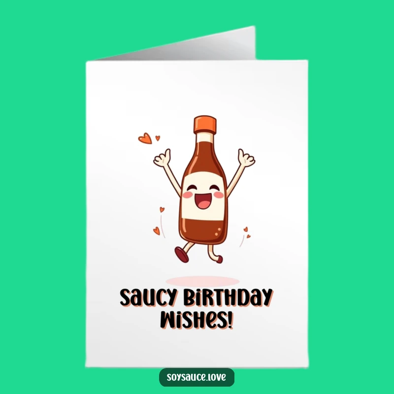 Free Printable Bday Card: Jumping Soy Sauce Bottle - Fun Foodie Gift