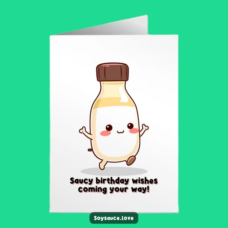 Free Printable Birthday Card: Kawaii Soy Sauce Bottle Hopping Fun, Funny Gift