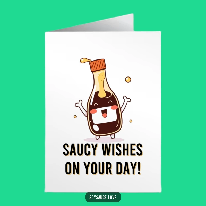 Free Printable Birthday Card: Kawaii Soy Sauce Splash - Funny Downloadable Gift!