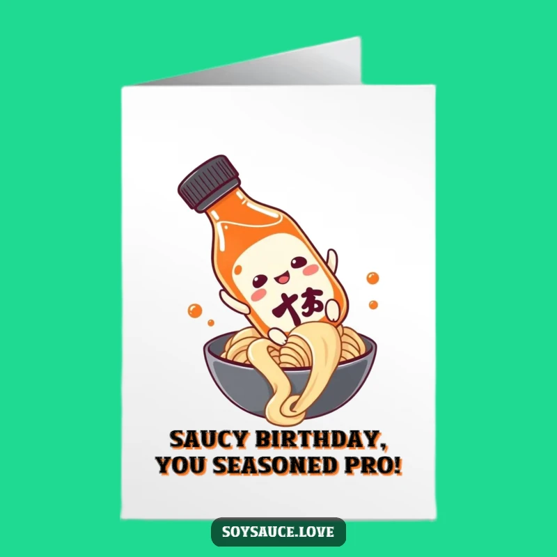 Free Printable Birthday Card: Soy Sauce Noodle Slide Fun - Instant Download Gift