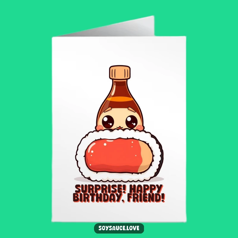 Free Printable Birthday Card: Surprised Soy Sauce Sushi, Hilarious Birthday Greeting!
