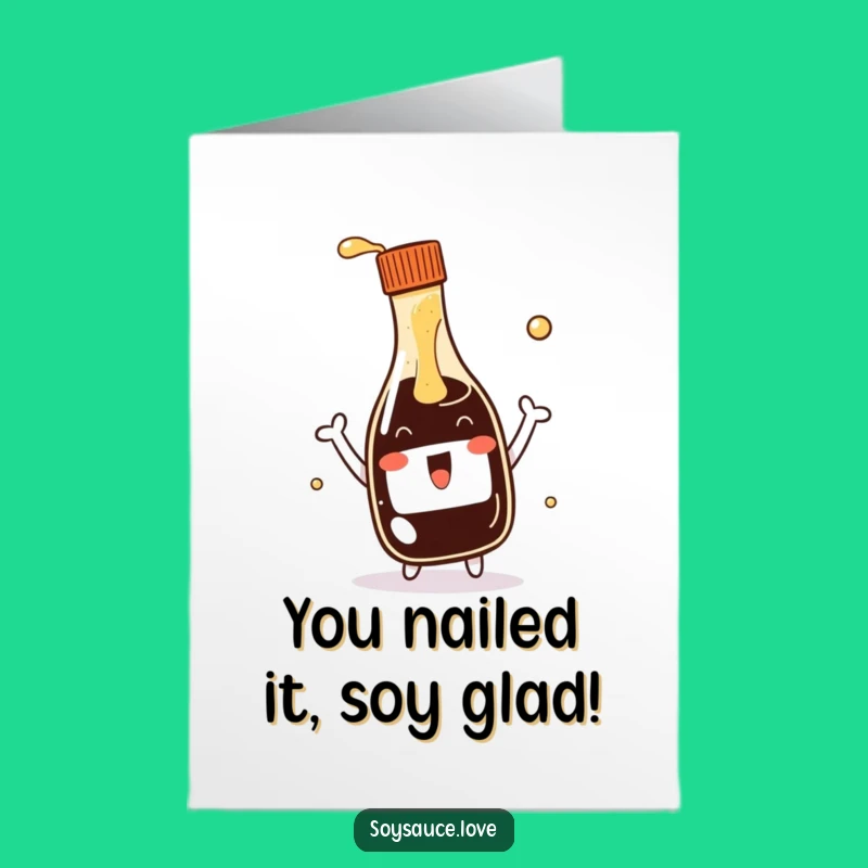 Free Printable Congrats Card: Kawaii Soy Sauce Splash - Humorous Downloadable Gift!