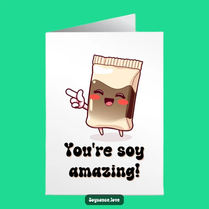 Free Printable Congrats Card: Giggling Soy Sauce Packet Cheer - Funny Downloadable Gift