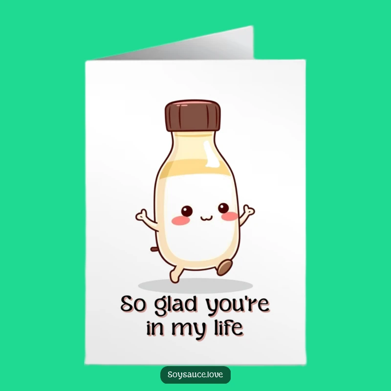 Free Printable Thank You Card: Kawaii Soy Sauce Bottle's Grateful Hop, Funny Gift