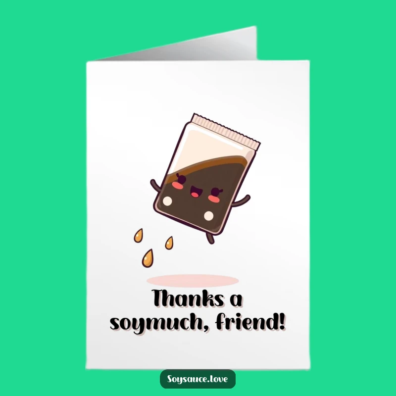 Free Printable Thank You Card: Kawaii Soy Sauce Cartwheel Gratitude - Funny Anime Downloadable Gift