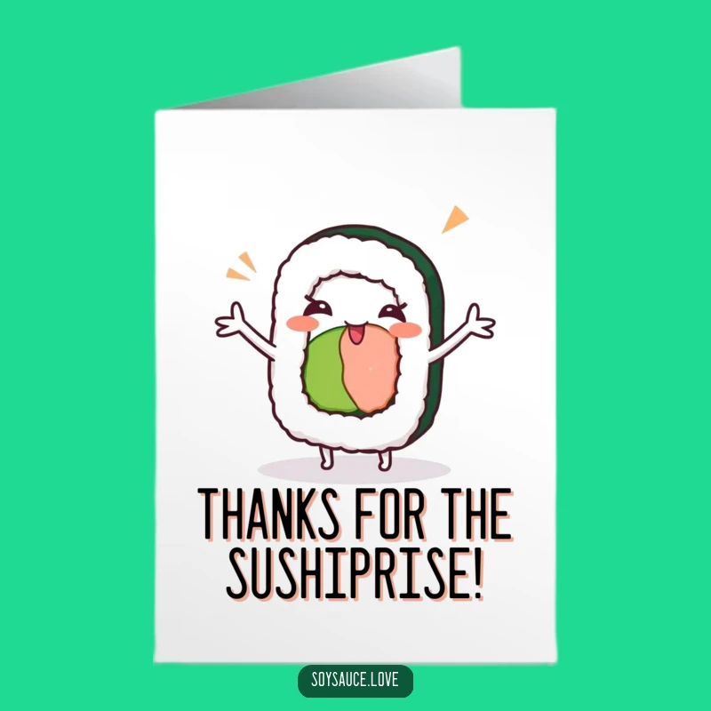 Free Printable Thank You Card: Sushi Roll Dance Wink Funny Downloadable Gratitude