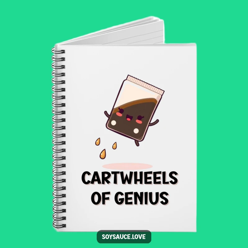 Funny Kawaii Soy Sauce Cartwheel Notebook, Jot Down Ideas with Joyful Flair