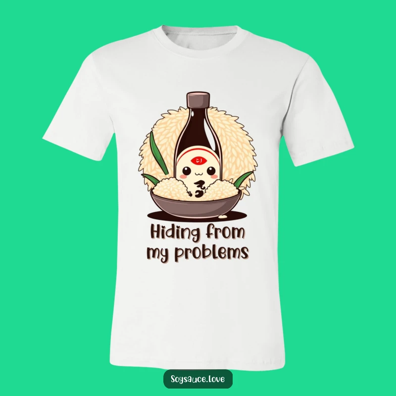 Funny Kawaii Soy Sauce Hide T-Shirt - Adorable Foodie Cartoon Tee