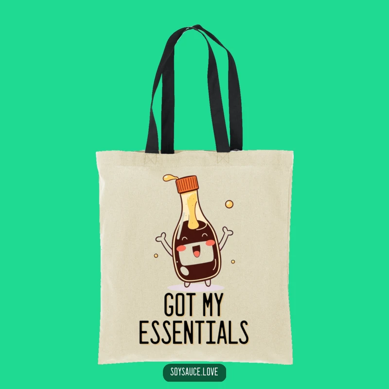 Funny Kawaii Soy Sauce Bottle Tote Bag: Carry Your Essentials with a Splash of Cute!