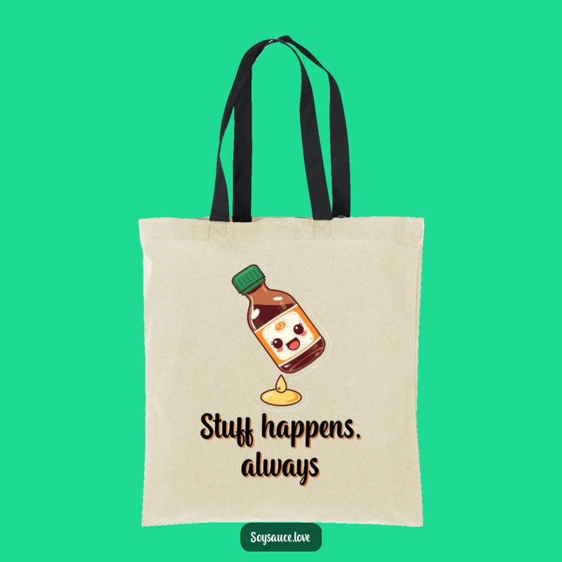 Funny Slipping Soy Sauce Bottle Tote Bag - Comical Carry-All Gift